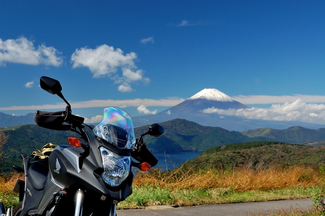 富士山とバイク